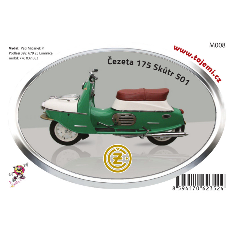 Samolepka  M008 - ČZ 175/501 skůtr 75×54mm
