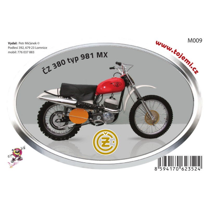 Samolepka  M009 - ČZ 380/981 MX 75×54mm