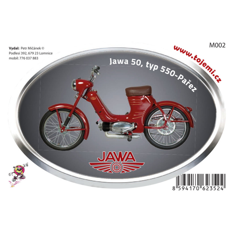 Samolepka M002 - Jawa 50/550 Pařez 120×77mm