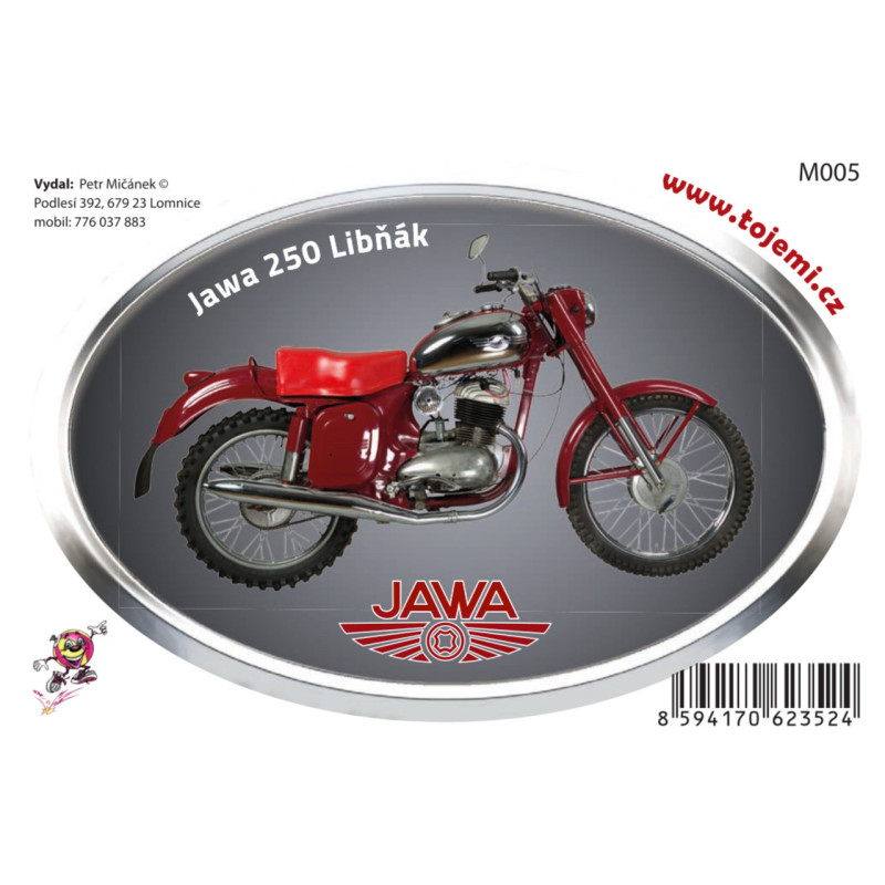 Samolepka M005 - Jawa 250 Libňák 120×77mm