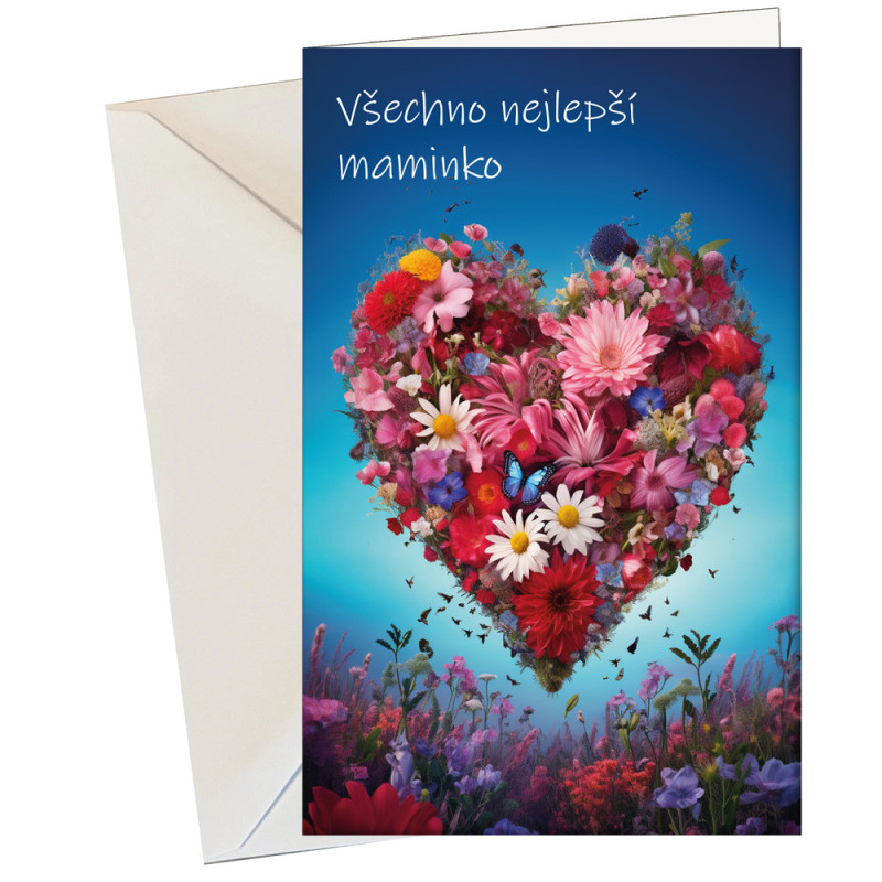 Přání - květinové srdce