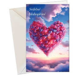 Přání - balónky srdce modré